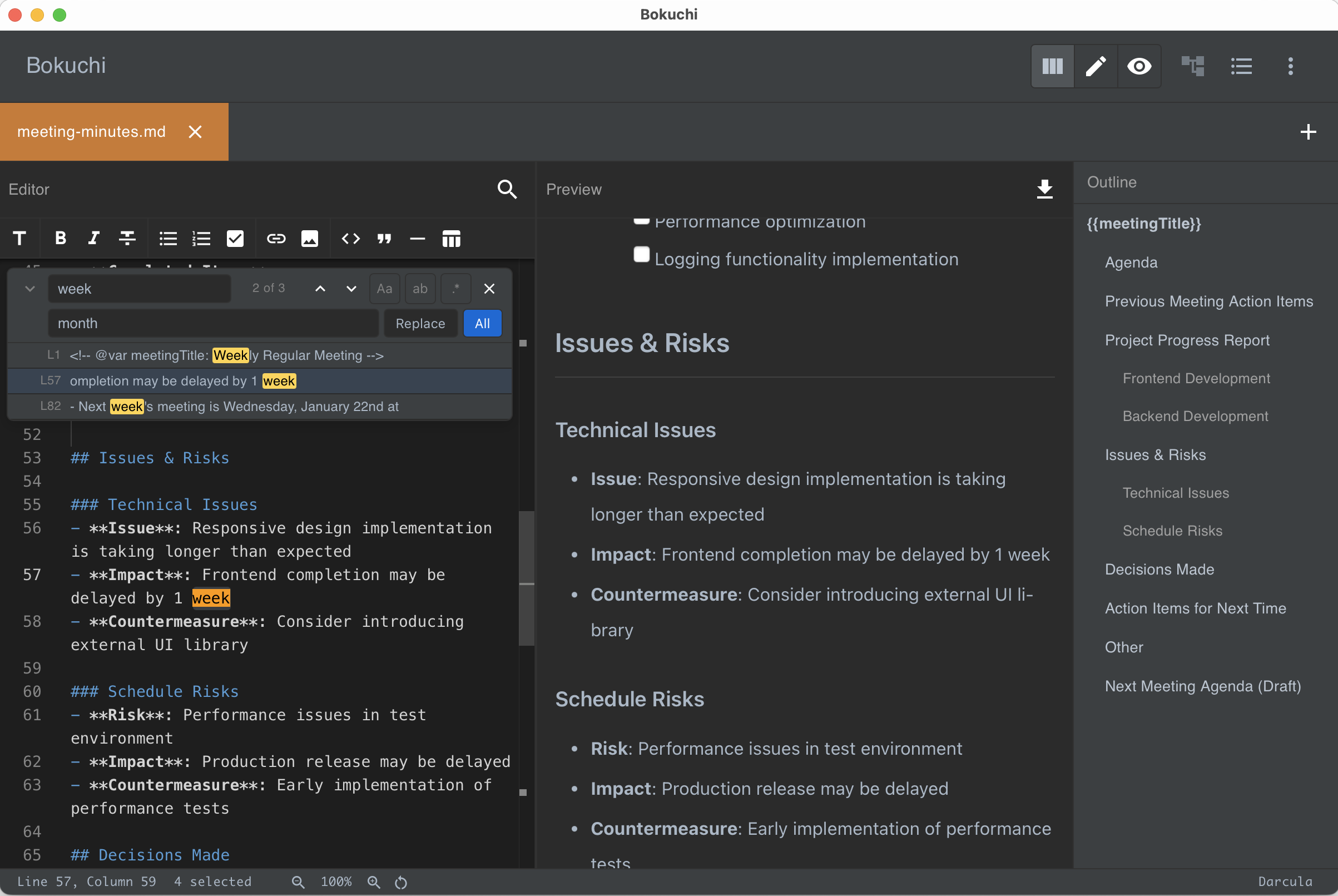 Search and replace panel with replace field expanded