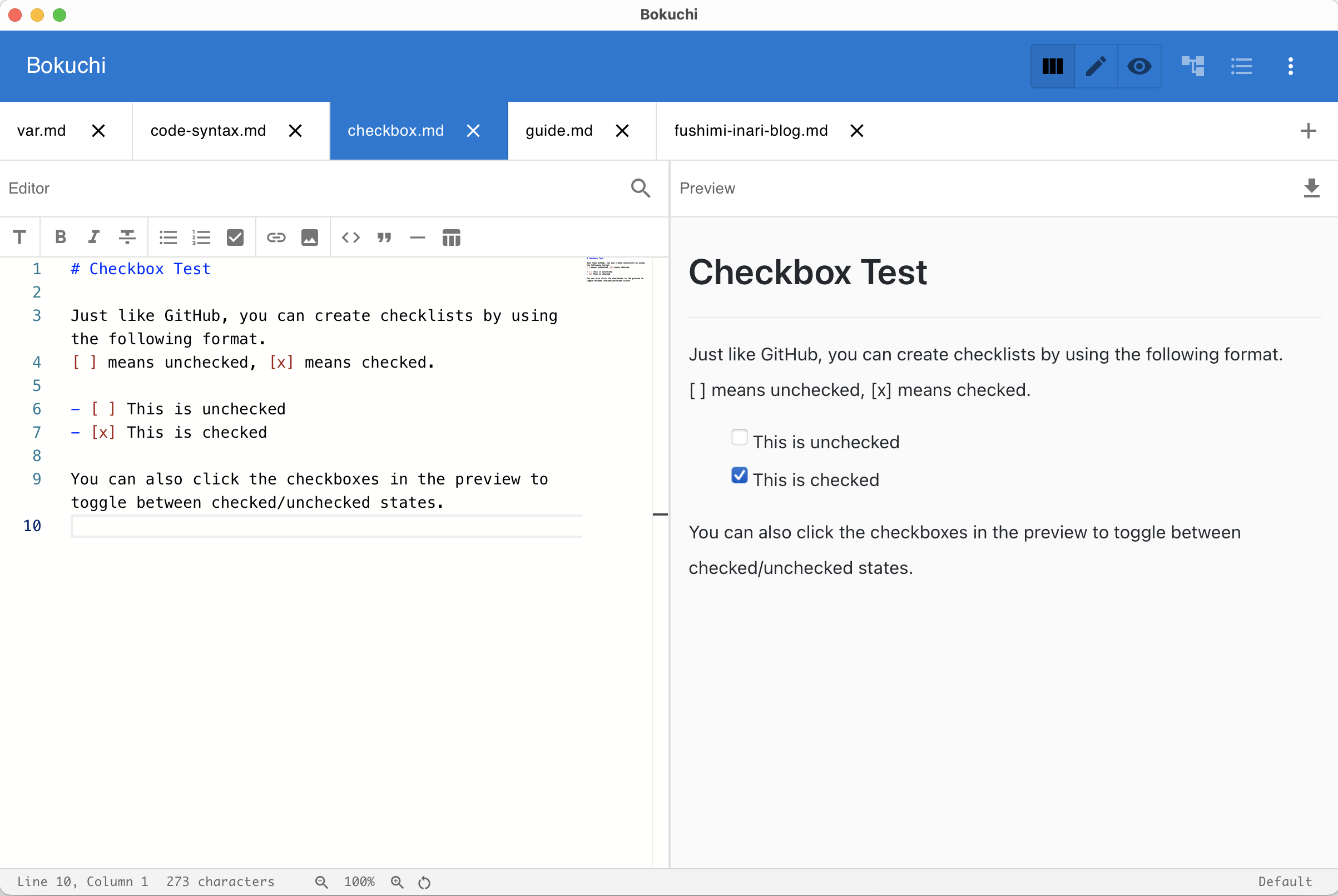 Horizontal tab layout