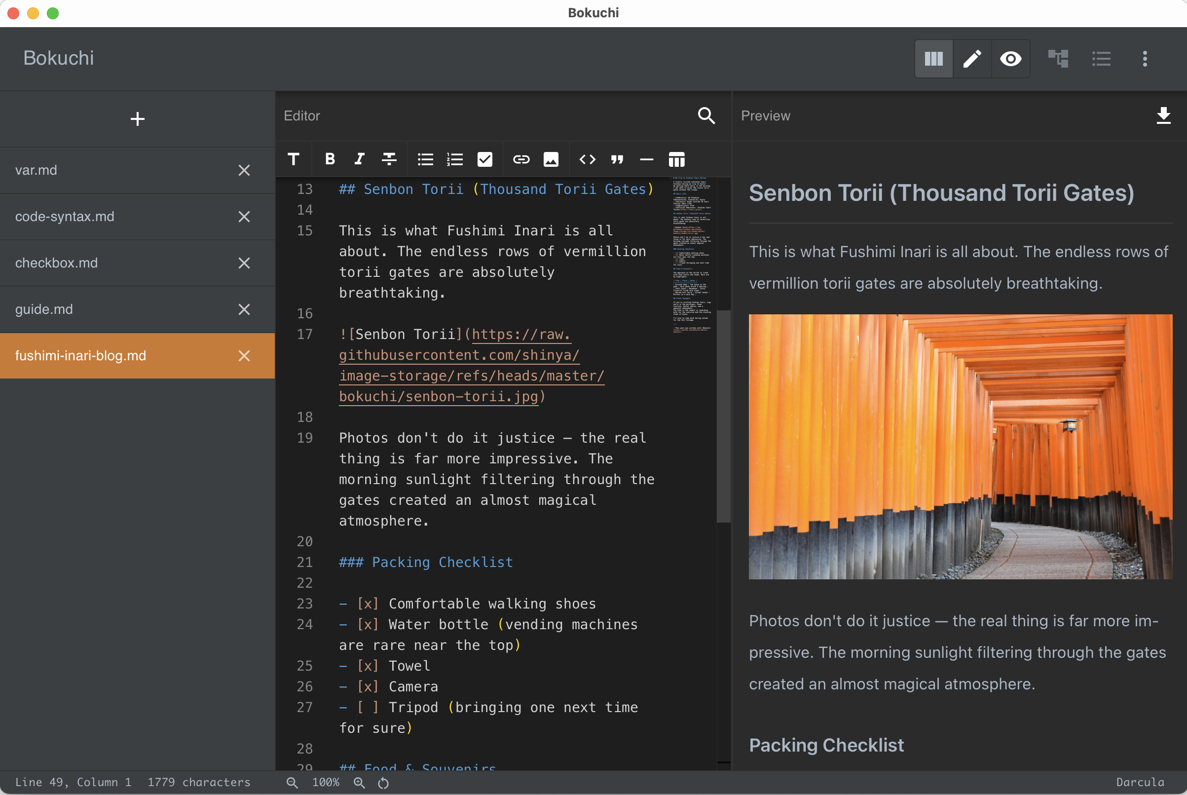 Darcula theme — dark charcoal with warm syntax colors