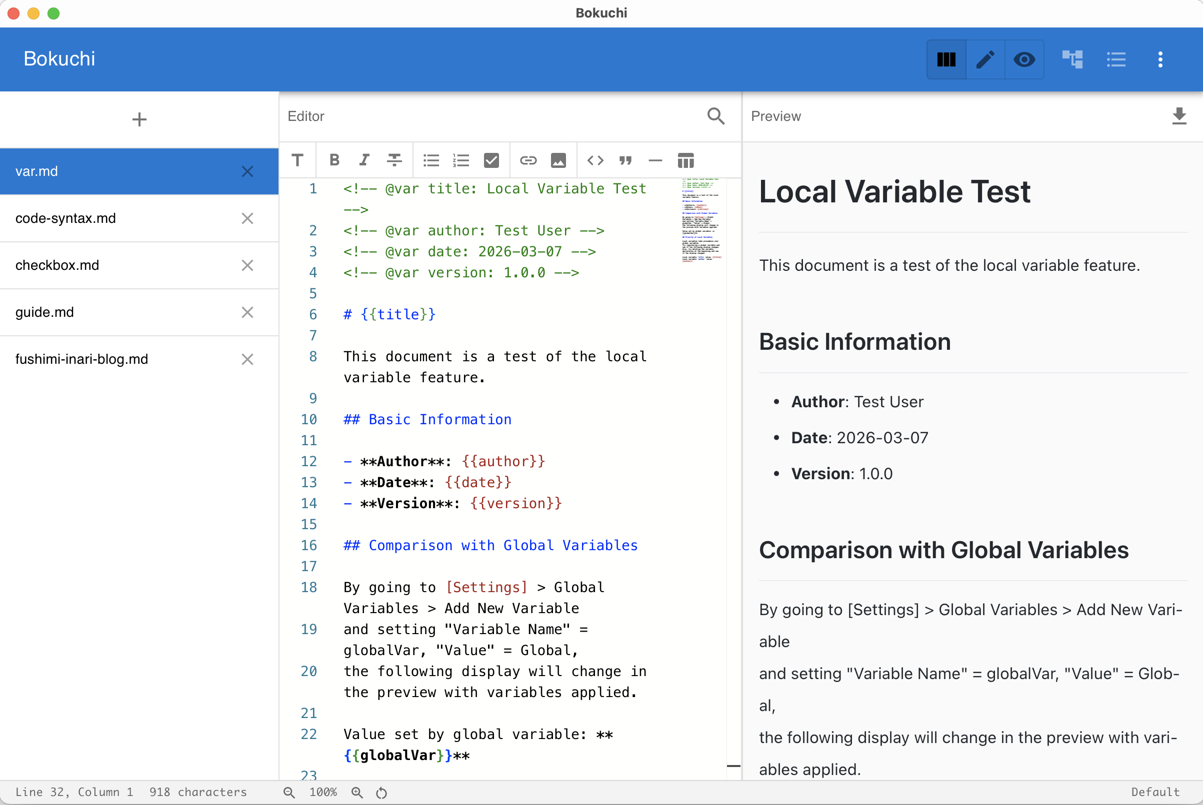 Default theme — clean light theme with blue accents
